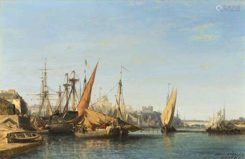 Jules Achille Noël - Boats in the harbour