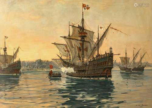 Claus Bergen - Christopher Columbus discovering America