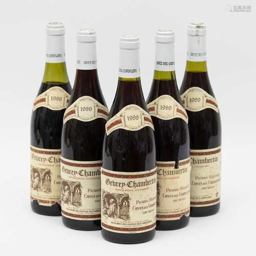 GEVREY-CHAMBERTIN - 5 bouteilles GEVREY-CHAMBERTIN 1989 (niv...