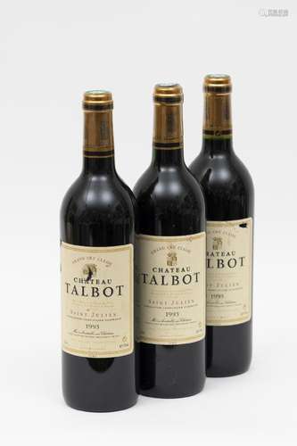 CHÂTEAU TALBOT -3 bouteilles CHÂTEAU TALBOT 1993 4e GC Saint...