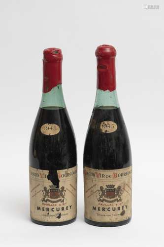 MERCUREY -2 bouteilles MERCUREY 1945 Négociant Pauillac &...