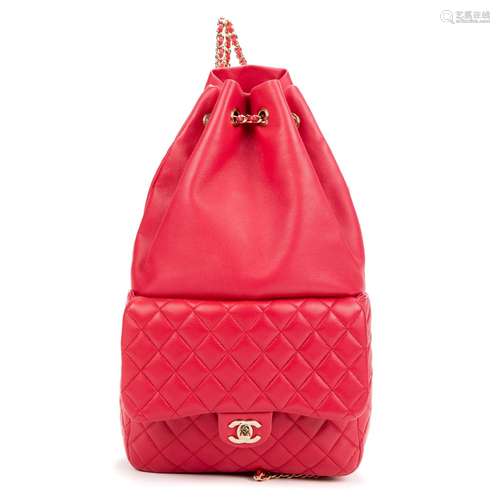 CHANEL Paris sac à dos en agneau rose – Intérieur en tissu r...