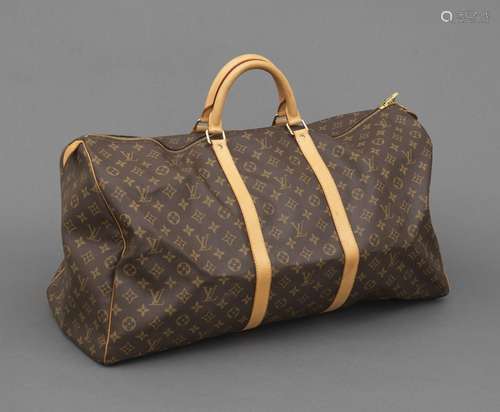 LOUIS VUITTON- Sac Keepall 60 en toile monogramme et vache n...