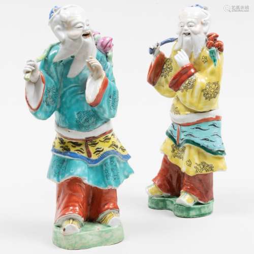 Two Chinese Export Famille Rose Porcelain Figures of Immorta...