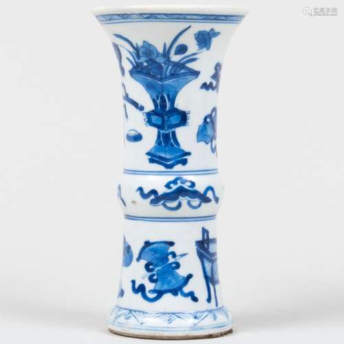 Small Chinese Blue and White Porcelain Beaker Vase