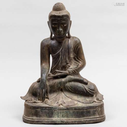 Thai Patinated Metal Model of Buddha