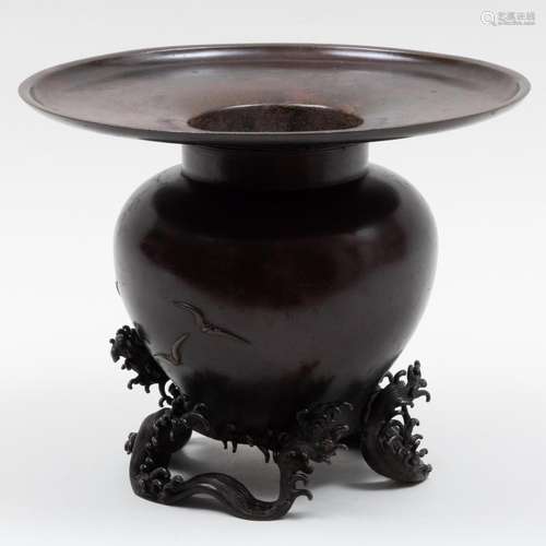 Japanese Bronze Usubata Style Vase