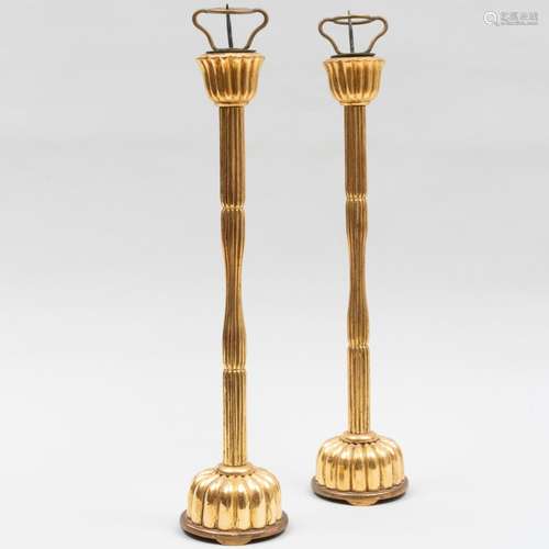 Pair of Japanese Gilt Lacquer Candle Holders