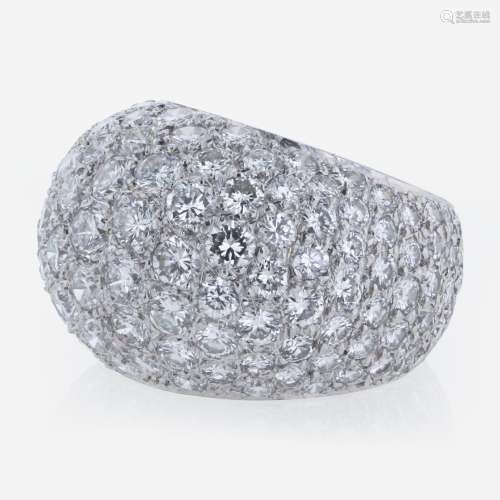 A Pavé-Set Bombé Style Diamond Ring