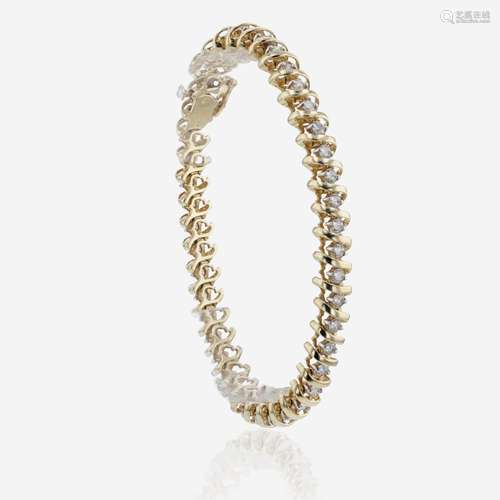 A 14K Yellow Gold and Diamond Bracelet