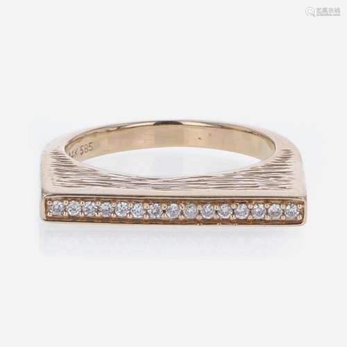 A 14K Rose Gold and Diamond Ring