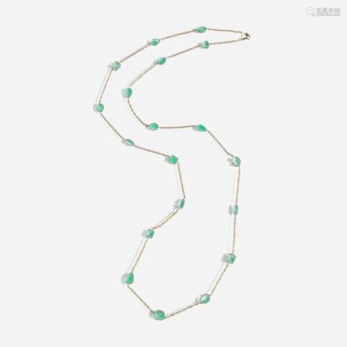 An 18K Yellow Gold and Emerald Necklace