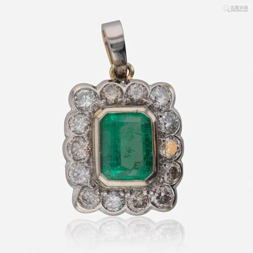 An Emerald, Diamond, and 18K Gold Pendant