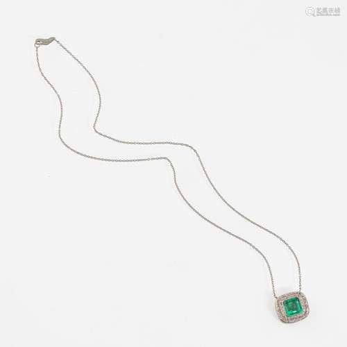 A Platinum, Emerald, and Diamond Necklace