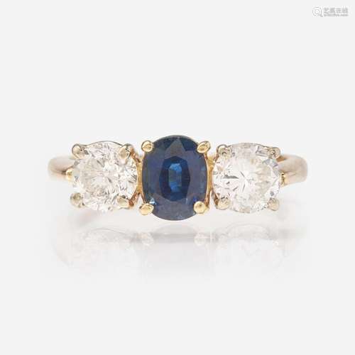 Three-Stone Sapphire and Diamond Ring