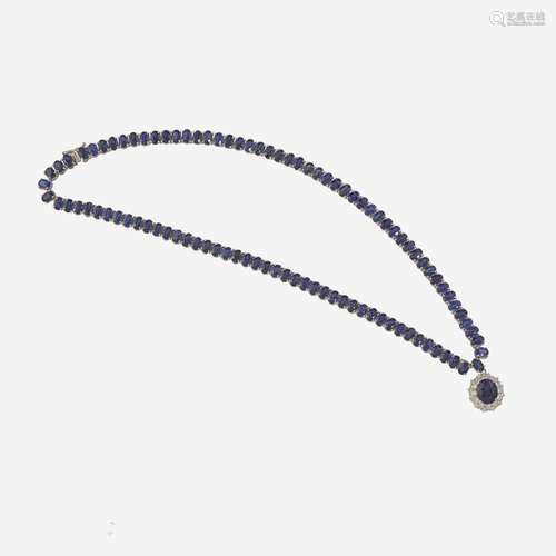 A 14K Sapphire and Diamond Necklace