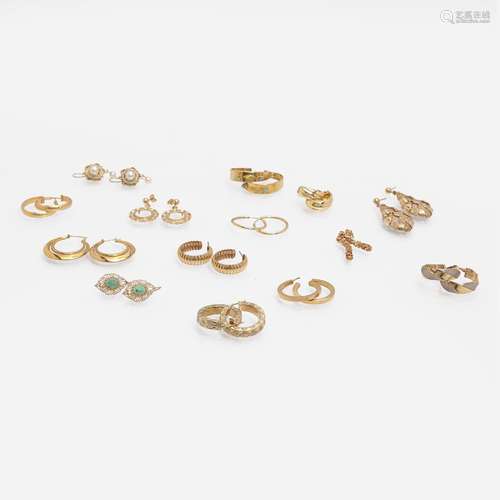 A Collection of Gold Earrings