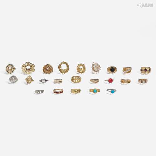 A Collection of 18K Gold and Gemstone Rings