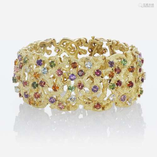 An 18K Yellow Gold and Gemstone Bracelet