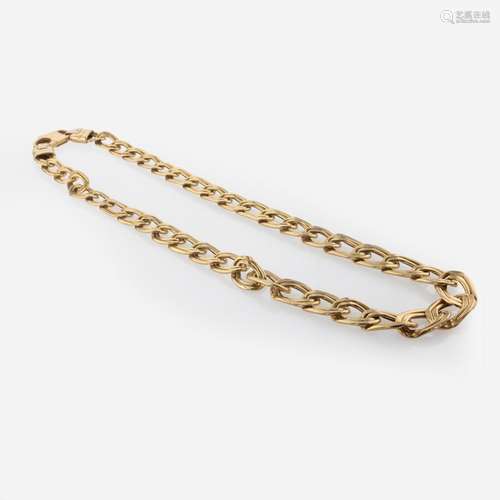 A Double Link 14K Yellow Gold Italian Necklace