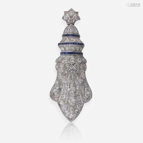 Art Deco Diamond and Sapphire Pendant