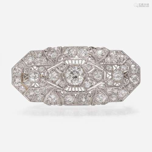 An Art Deco Diamond and Platinum Brooch