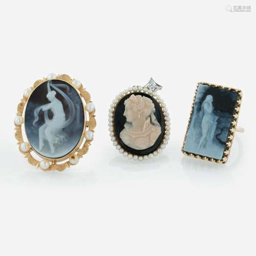 A Collection of Assorted Cameo Jewelry