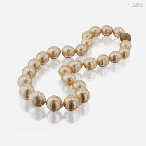 Single-Strand Baroque Golden Pearl Necklace