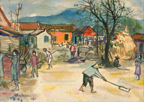 SHIY DE JINN (XI DEJIN 1923-1981)  Village Scene, 1956