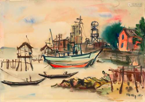 SHIY DE JINN (XI DEJIN, 1923-1981)  Waterfront Scene, 1957