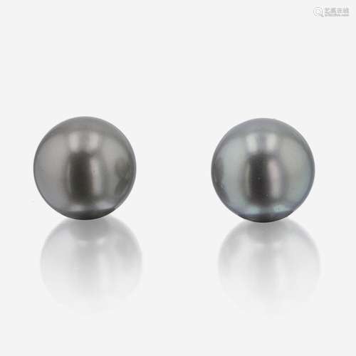 A Pair of Tahitian Pearl Earrings