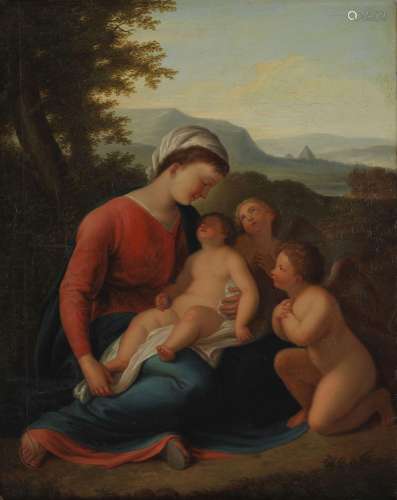 Ecole française XIXe s<br />
Vierge à l'Enfant avec deux ang...