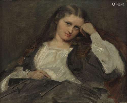 Paul Baudry (1828-1886)<br />
Portrait de jeune fille, huile...