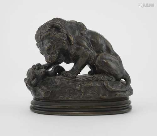 Antoine-Louis Barye (1796-1875)<br />
Lion au serpent, bronz...