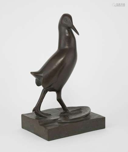 Robert Hainard (1906-1999)<br />
Râle d’eau dressé, bronze à...