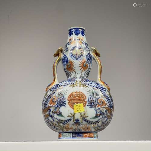 十九世纪 青花描金龙纹双耳葫芦瓶