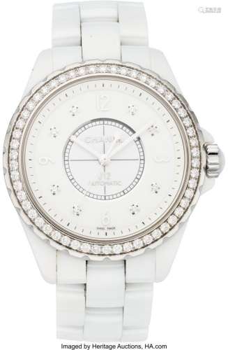 Chanel White and Diamond J12 Watch 33mm Condition: 2 1.5&quo...