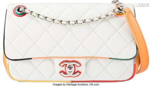Chanel White and Multicolor Quilted Lambskin Leather Small C...