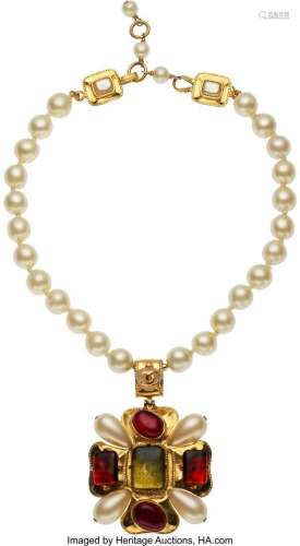 Chanel Multicolor Gripoix and Pearl Choker Necklace with Age...