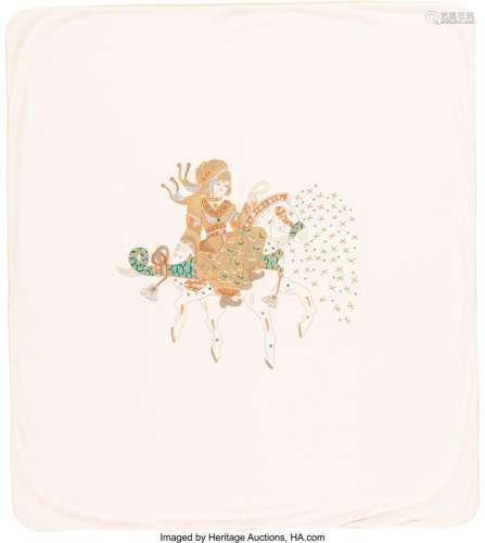 Hermès Cream Embroidered Horse Motif Blanket Condition: 1 54...