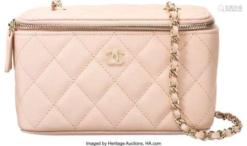 Chanel Beige Quilted Caviar Leather Small Vanity Case Bag 20...