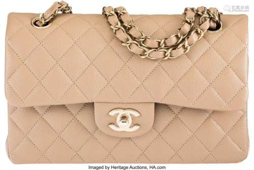 Chanel Dark Beige Caviar Leather Small Double Flap Bag with ...