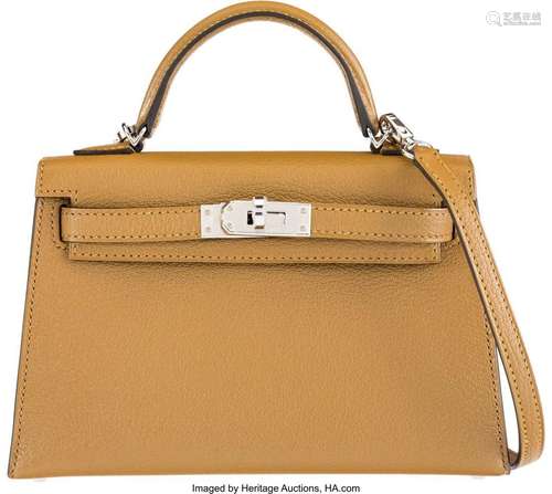 Hermès Biscuit Chevre Leather Mini Kelly 20 with Palladium H...