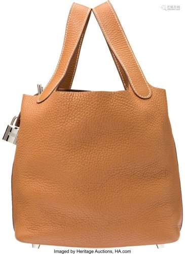 Hermès Gold Clemence Leather Picotin MM Bag with Palladium H...