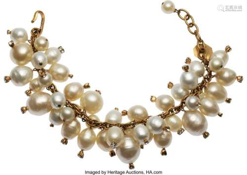 Chanel Vintage Pearl Bracelet with Aged Gold Hardware  Condi...