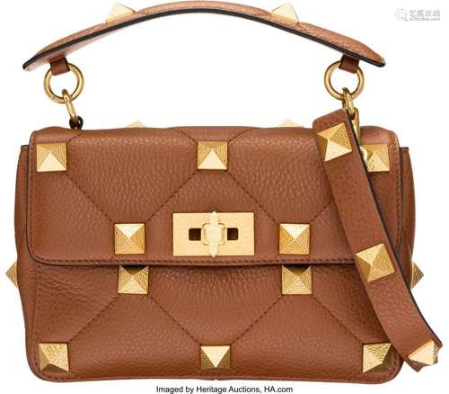 Valentino Gold Calfskin Leather Matelasse Medium Roman Stud ...