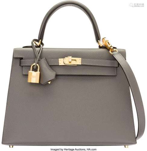 Hermès 25cm Gris Meyer Epsom Leather Sellier Kelly Bag with ...