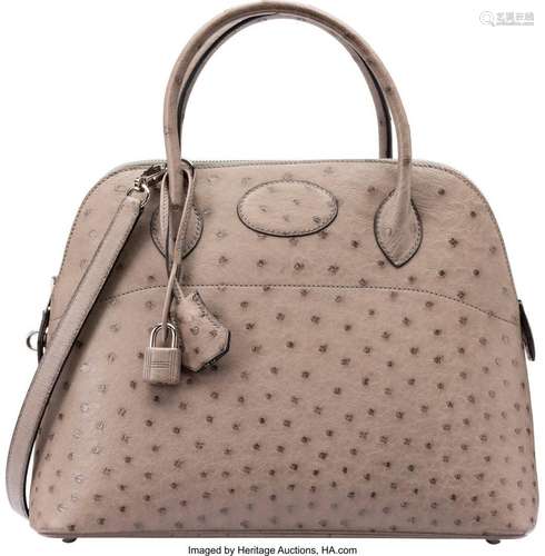 Hermès 31cm Mousse Ostrich Bolide Bag with Palladium Hardwar...