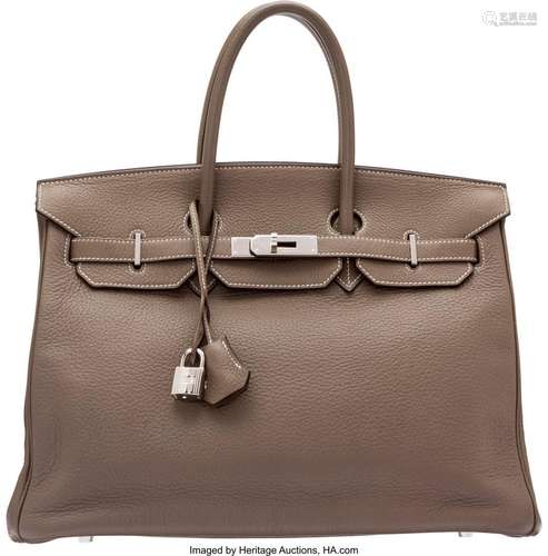 Hermès 35cm Etoupe Togo Leather Birkin Bag with Palladium Ha...