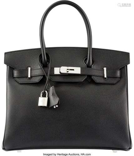 Hermès 30cm Black Epsom Leather Birkin Bag with Palladium Ha...